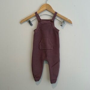 Organic Little Planet Baby Knit Overalls in Mauve 12M